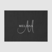 Elegant Name Monogram | Zwart wit en grijs Tissuepapier (Voorkant)