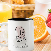 Elegant Name Mug: Minimalist Hijab Line Art, 