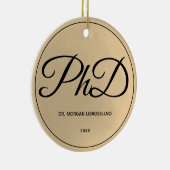 Elegant Name Photo Gold PhD Afstuderen Keramisch Ornament (Rechts)