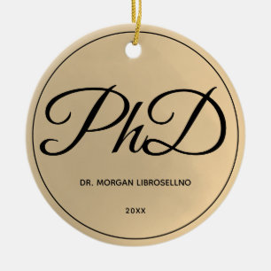 Elegant Name Photo Gold PhD Afstuderen Keramisch Ornament