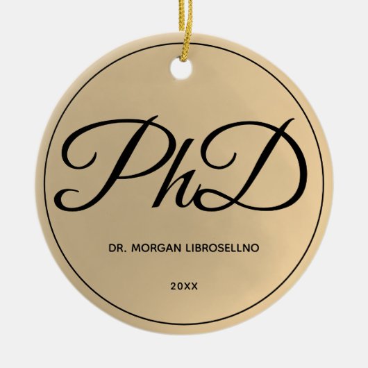 Elegant Name Photo Gold PhD Afstuderen Keramisch Ornament (Voorkant)