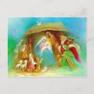Elegant Natitivity scene, Mary Jesus Joseph Briefkaart