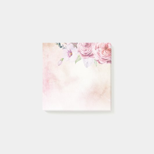 Elegant Natural Waterverf Boho Floral & Feathers Post-it® Notes (Voorkant)