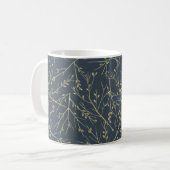 Elegant Nature Twigs and Branches Pattern Blue Koffiemok (Voorkant links)