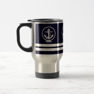 Elegant Nautical Anchor and Stripe Pattern Reisbeker