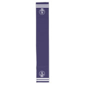 Elegant Nautical Anchor and Stripes Pattern Lange Tafelloper (Voorkant)