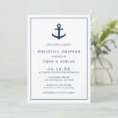 Elegant Nautical Anchor Couples Wedding Shower Kaart (Staand voorkant)