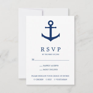 Elegant Nautical Anchor Meal Choice Weddenschap RSVP Kaartje