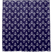 Elegant Nautical Anchor Pattern Blue Douchegordijn (Voorkant)