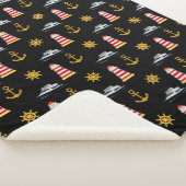 Elegant Nautical Icons op zwart Sherpa Deken (3/4)