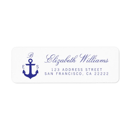 Elegant Nautical Monogram Return Address Labels (Voorkant)