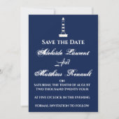 Elegant Nautical Save the Date - Navy Blue, Kaart (Voorkant)