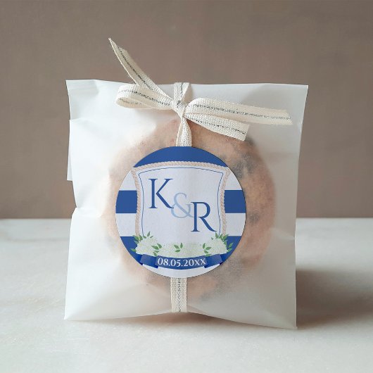 Elegant Nautical Ships Rope Wedding Crest Favor Vierkante Sticker