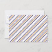 Elegant Nautical Striped Blue Gold Anchor RSVP (Achterkant)
