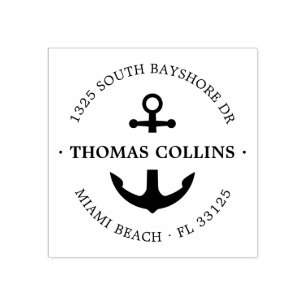 Elegant nautisch anker Retouradres Houten Rubberstempel