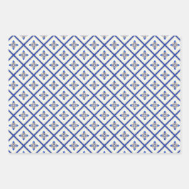 Elegant nautisch saffier blauw en wit inpakpapier vel