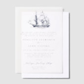 Elegant nautisch schip illustratie formele bruilof vellum uitnodigingen (Offset)