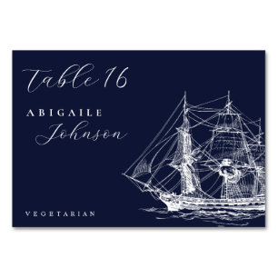 Elegant nautisch schip marine blauwe bruiloft kaart