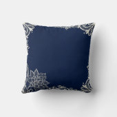 Elegant nautisch strand wit kant marineblauw kussen (Achterkant)