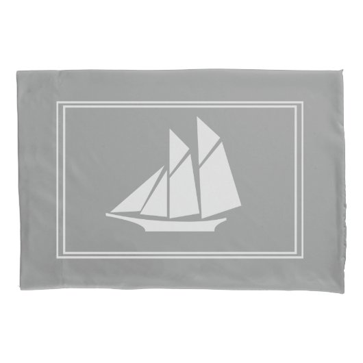 Elegant nautisch wit zeilboot silhouet kussensloop (Voorkant)