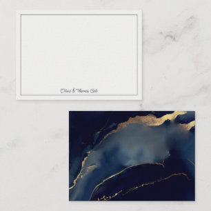 Elegant nautische marine blauw goud strand paar notitiekaartje
