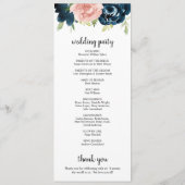 Elegant Navy and Blush Pink Floral Wedding Programma (Achterkant)