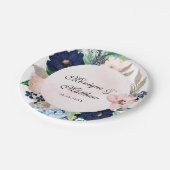 Elegant Navy and Blush Pink Florals Wedding Papieren Bordje (Gekanteld)