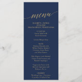 Elegant Navy and Flat Gold Calligraphy Dinner Menu (Voorkant)