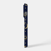Elegant Navy and Gold Celestial Moon & Sun Pattern iPhone Hoesje (Linkerkant)