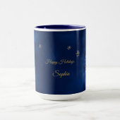 Elegant Navy and Gold Christmas Tree Personalized  Mok (Midden)