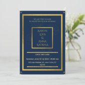 Elegant Navy and Gold Decorated Kaart (Staand voorkant)