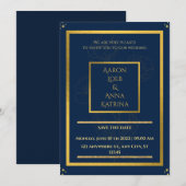 Elegant Navy and Gold Decorated Kaart (Voorkant / Achterkant)
