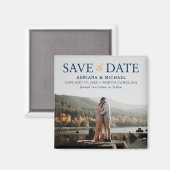 Elegant Navy and Gold Save the Date Wedding Aimant (Recto/Verso)