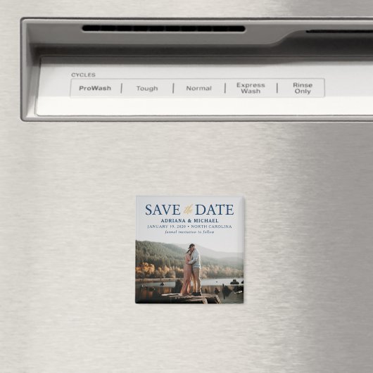 Elegant Navy and Gold Save the Date Wedding Aimant (In Situ (Lave-vaisselle))