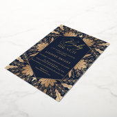 Elegant navy and real gold folie script baby brunc folie uitnodiging (Gedraaid)