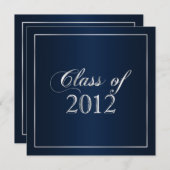 Elegant Navy and Silver Class of 2012 Invitation Kaart (Voorkant / Achterkant)