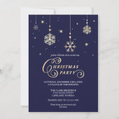 Elegant Navy and Sparkly Gold-kerstparty Kaart (Voorkant)