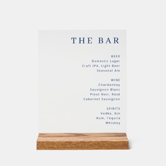 Elegant Navy Beverage Guide (Recto)