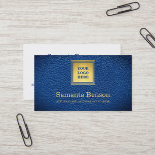 Elegant Navy Blau Leren Zakelijk Uw Logo Visitekaartje