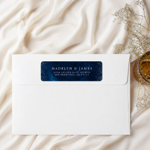 Elegant Navy Blau Zilveren Glitter Bruiloft Etiket