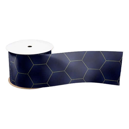 Elegant Navy Blauw en Goud Geometrisch Lint (Spoel)
