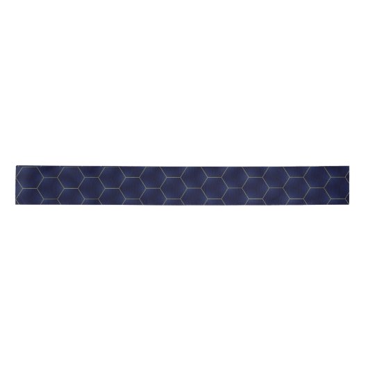 Elegant Navy Blauw en Goud Geometrisch Lint (Voorkant)