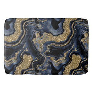 Elegant Navy Blauw en Goud Glitter Agaat Patroon Badmat