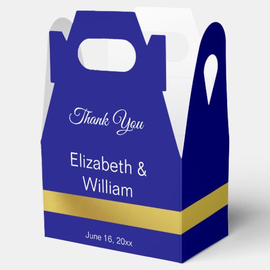 Elegant Navy Blauw en Gouden Bruiloft Dank u Bedankdoosjes (Geopend)