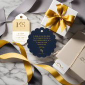 Elegant Navy Blauw en Gouden Bruiloft Favor Labels
