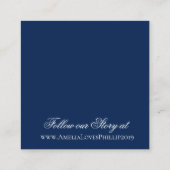 Elegant Navy Blauw en Wit Bruiloft Details Kaart (Achterkant)