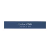Elegant Navy Blauw en Wit Bruiloft Nodigen Bands Uitnodigingen Wikkel (Vlak)