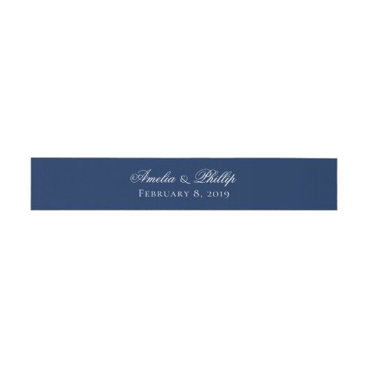 Elegant Navy Blauw en Wit Bruiloft Nodigen Bands Uitnodigingen Wikkel (Vlak)