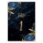 Elegant Navy Blauw Goud Bloemen Bruiloft Kaart (Voorkant)
