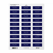 Elegant Navy Blauw Wit Script Bruiloft Etiket (Full Sheet)